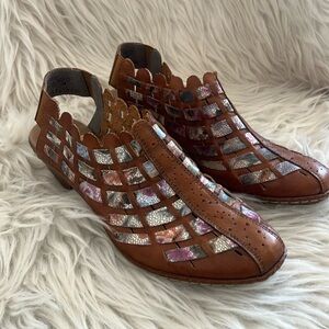 Rieker soft colorful weaved leather shoe. Size 38